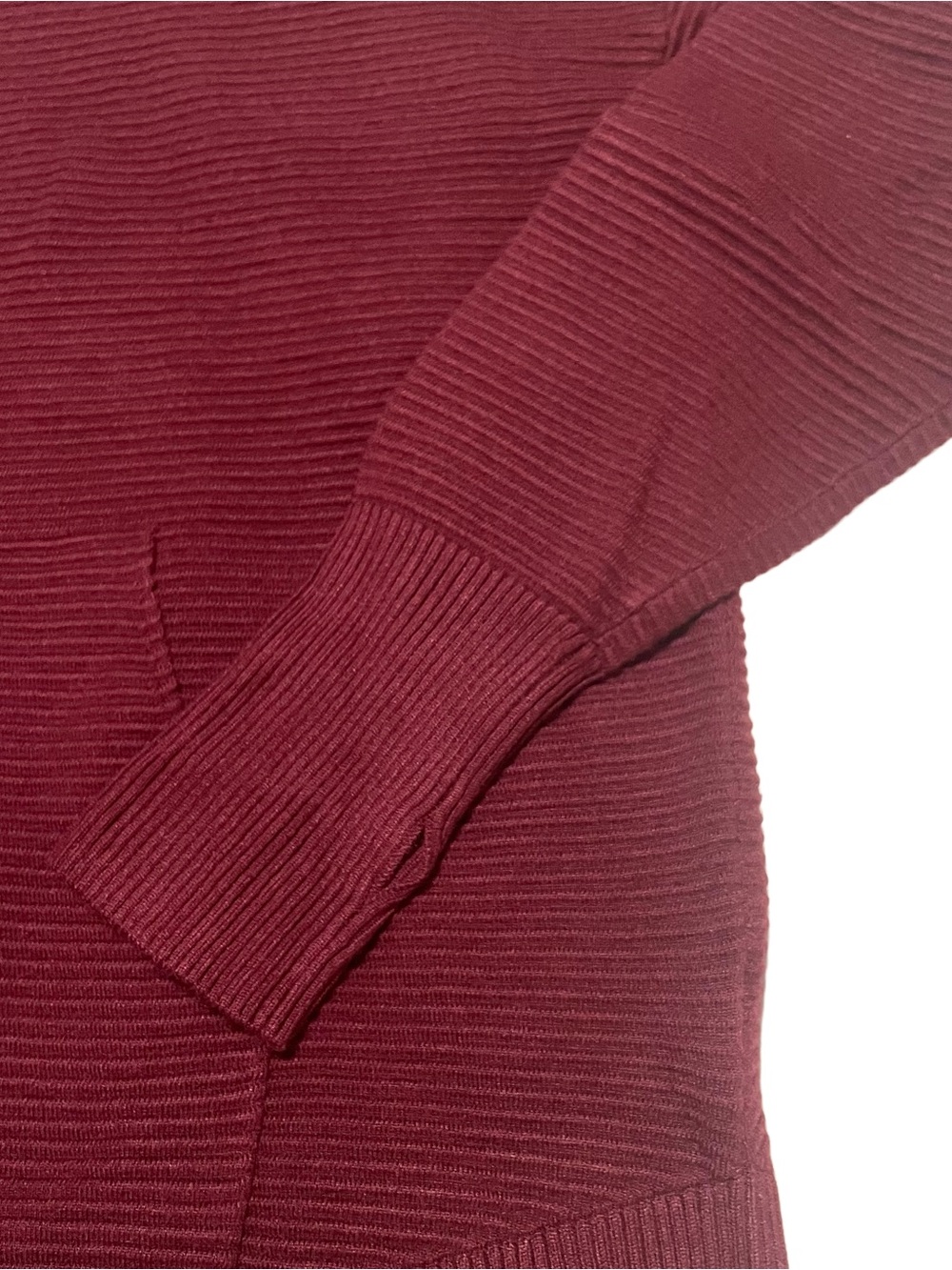 Full-Zip Ribbed Knit Jacket - Wine - Picture 4 of 5